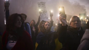 Ukrainische Aktivisten fordern Ostermarschierer heraus