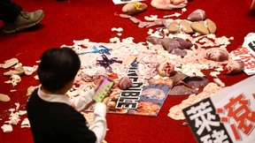 Schweine-Schlacht im Parlament von Taiwan