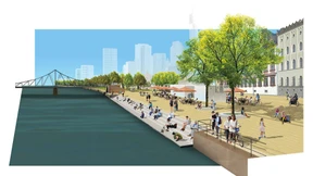 Mit Sitzstufen bis an den Main