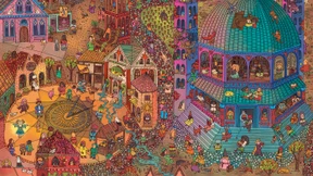 Aug' in Aug' mit dem Weihnachtsbaum