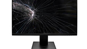 Familienunternehmer vor schwarzen Bildschirmen