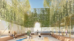 Ein Blätterkleid erinnert an die Höchster Synagoge