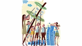 Links laufen, wenn die Trommel bumms macht