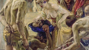 Männer und Frauen, die auf Sirenen starren