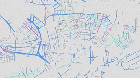 Stadtplan mit Blau und Rosa