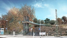 Aufzug mit Aussicht auf Antike