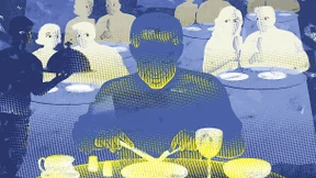 Georg allein am Tisch