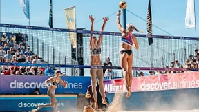 Mobile Strandparty über dem Asphalt