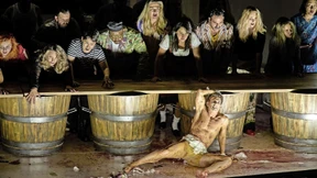 Ein Schwan brutzelt auf dem Bratrost