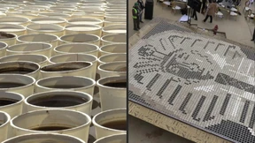 Riesiges Tutanchamun-Mosaik aus Kaffee