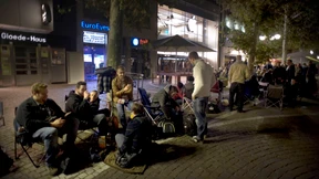 Wir campen vor dem Apple-Store