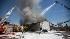 Halle im Frankfurter Osthafen brennt nieder