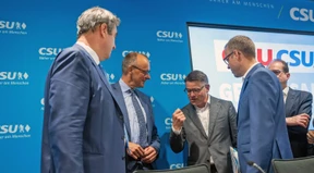 Geschlossenheit mit Schürze, Zange und Wurst