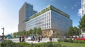 Ein Bürohaus aus Fichtenstämmen