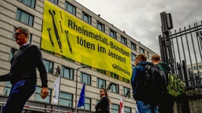 Rheinmetall-Gegner besetzen Bühne
