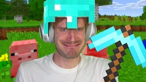 Gamer Pewdiepie spielt Minecraft