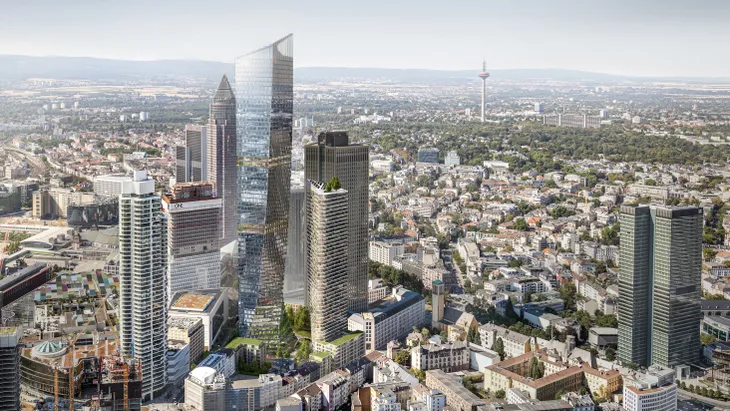 Neuer Hauptsitz? Die Bundesbank gibt ihre alte Zentrale neben dem Fernmeldeturm (im Hintergrund) auf. Der geplante Millennium-Tower im Europaviertel könnte eine Alternative sein.