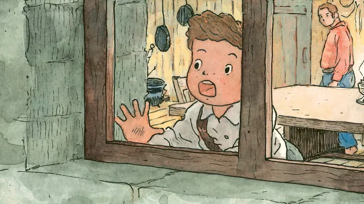 Es wird immer schlimmer draußen: Illustration aus „Das Unwetter“ von David Wautier.