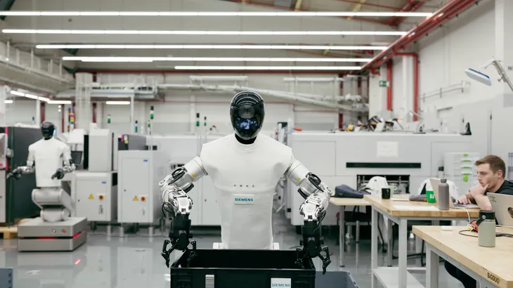 Roboter gehören auch dazu: Siemens und Nvidia wollen mit der KI ein neues Betriebssystem für die Industrie schaffen.