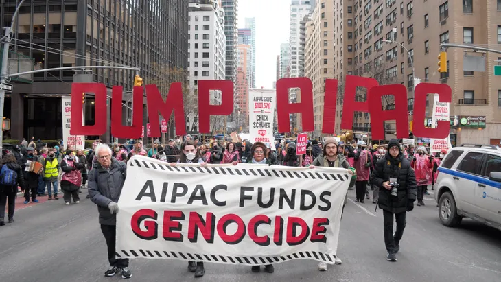 Demonstration für das Ende der amerikanischen Unterstützung für Israel am 22. Februar 2024 in New York