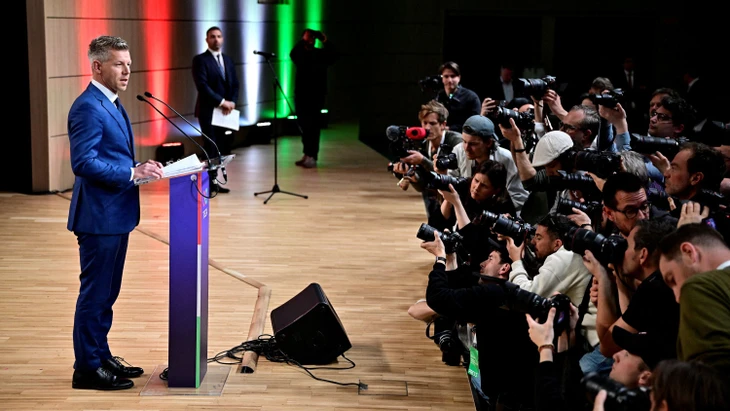 Péter Magyar am Montag in Budapest