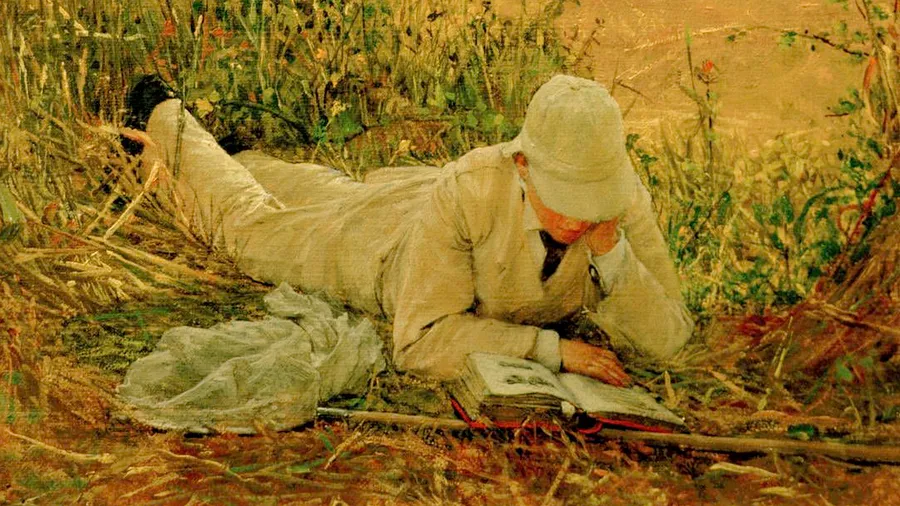 Chillen im Kornfeld (Ausschnitt eines Gemäldes von Lawrence Alma Tadema von 1876)