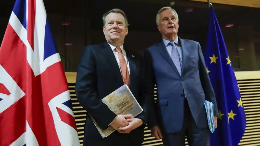 Die Brexit-Unterhändler David Frost und Michel Barnier im März in Brüssel
