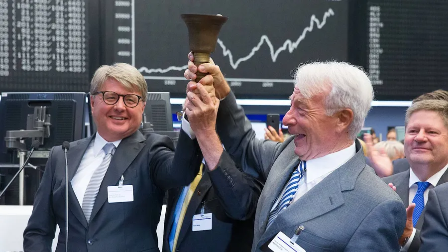 Ein Grund zu feiern: 30 Jahre Dax mit Börsenchef Theodor Weimer (links) und den Erfindern des Dax.