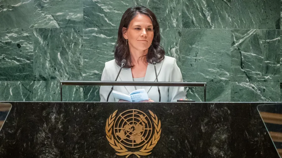 Baerbock spricht im September 2024 bei der 79. Generaldebatte der UN-Vollversammlung.