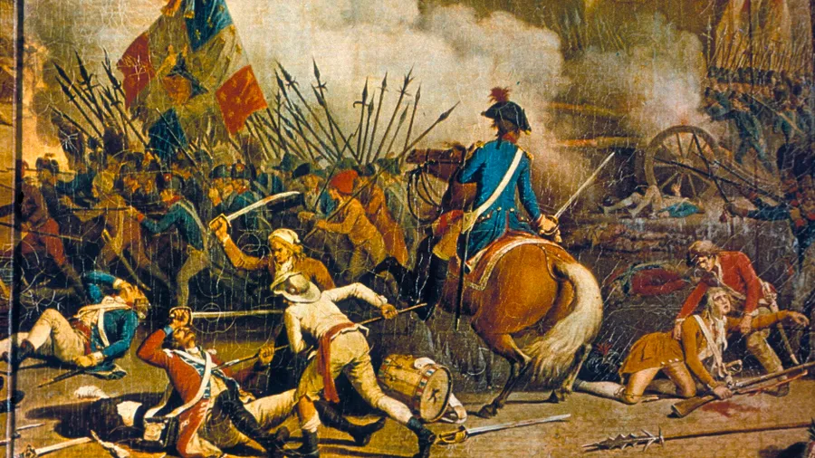 Eine Szene aus der französischen Revolution: Sturm auf die Tuilerien - Ausschnitt aus einem Gemaelde von Deplessis Bertaux - 10.08.1792