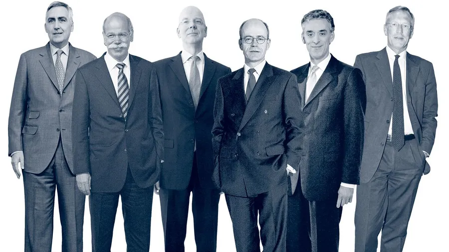 Groß und sportlich: Siemens-Chef Peter Löscher (von links), Daimler Boss Dieter Zetsche, CoBa-Chef Martin Blessing, Nikolaus von Bomhard, Munich Re, der Chef der Deutschen Post Frank Appel und Allianz-Chef Michael Diekmann