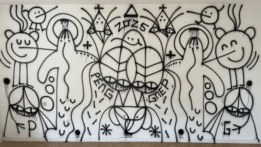 Ensemble aus vielen Figuren: Peng verbindet sie an der Wand zu einem Ganzen.