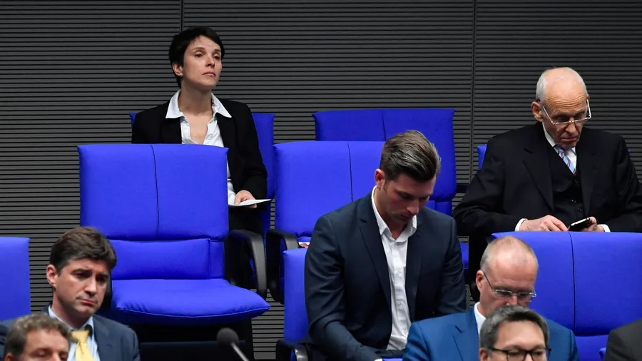 Bundestag, letzte Reihe: Die fraktionslose Abgeordnete der Blauen Partei Frauke Petry.
