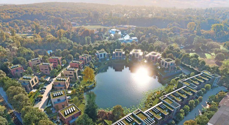 Teich dient der Wärmeversorgung: Das Bauprojekt im Bürgerpark im Martinsviertel ist in Darmstadt nicht unumstritten.