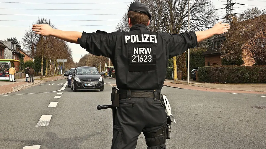 Derzeit gibt es nicht genug von ihnen: ein Polizist im Einsatz in Oberhausen, Nordrhein-Westfalen