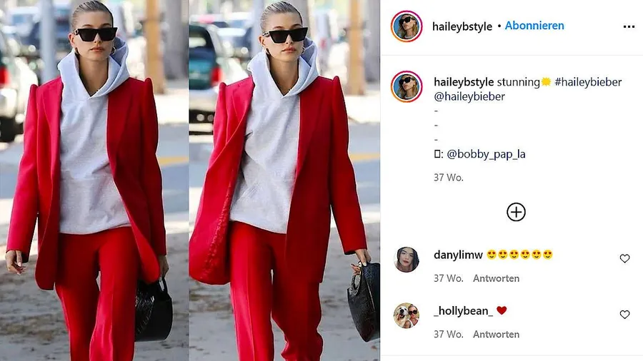 Das kann nicht nur Hailey Bieber tragen: einen Hoodie zum Hosenanzug