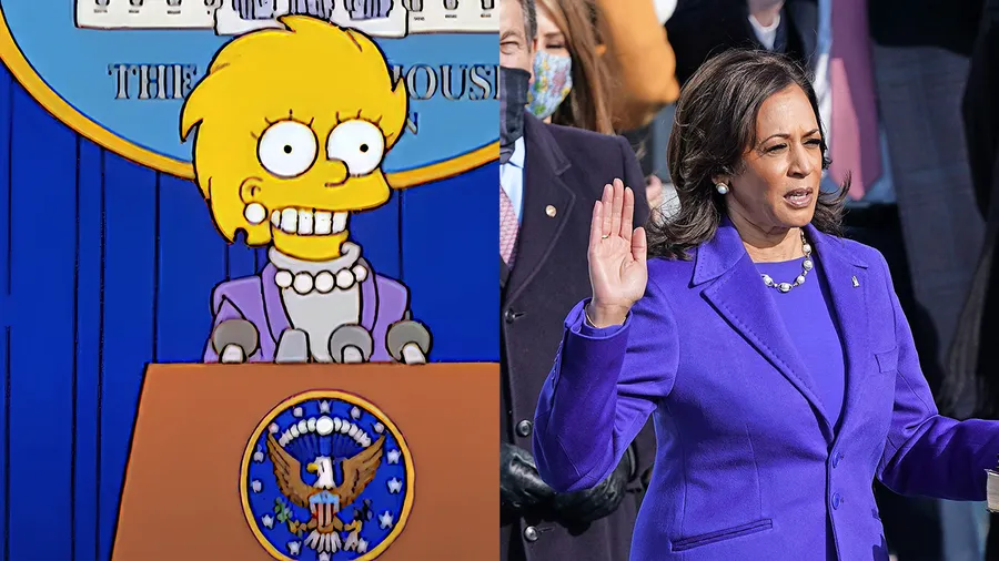 Lisa als Präsidentin und Kamala Harris während ihrer Amtseinführung tragen ein ähnliches Outfit. Kann das Zufall sein?
