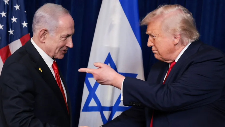 Israels Ministerpräsident Benjamin Netanjahu und US-Präsident Donald Trump während der gemeinsamen Pressekonferenz in Mar-a-Lago am Montag