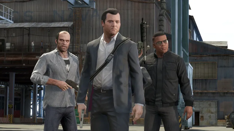 Michael De Santa (Mitte) im Videospiel GTA V.
