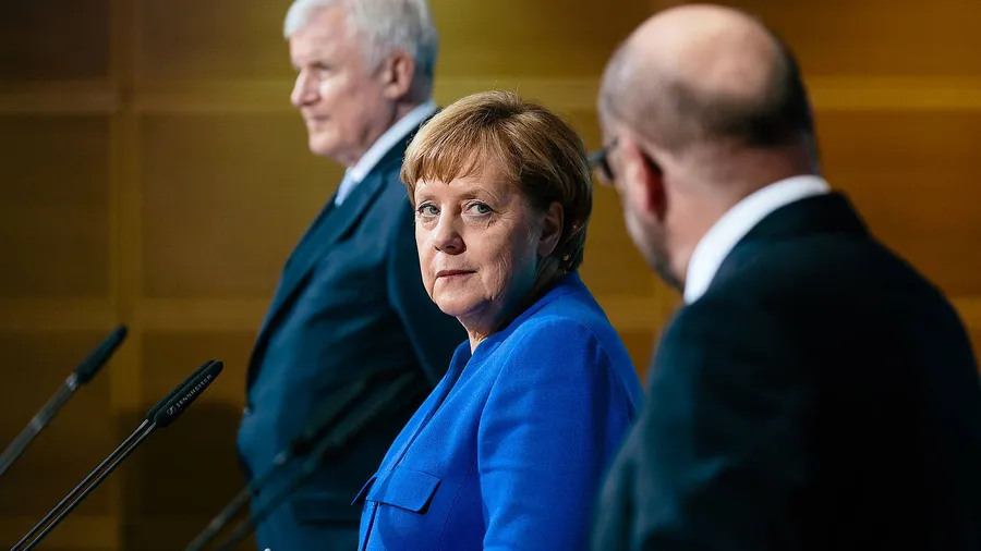 Horst Seehofer (CSU), Angela Merkel (CDU) und Martin Schulz (SPD) präsentieren die Ergebnisse der Sondierungsgespräche.