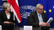 Großbritanniens Premierministerin, Theresa May und EU-Kommissionspräsident, Jean-Claude Juncker bei einer Pressekonferenz im März.