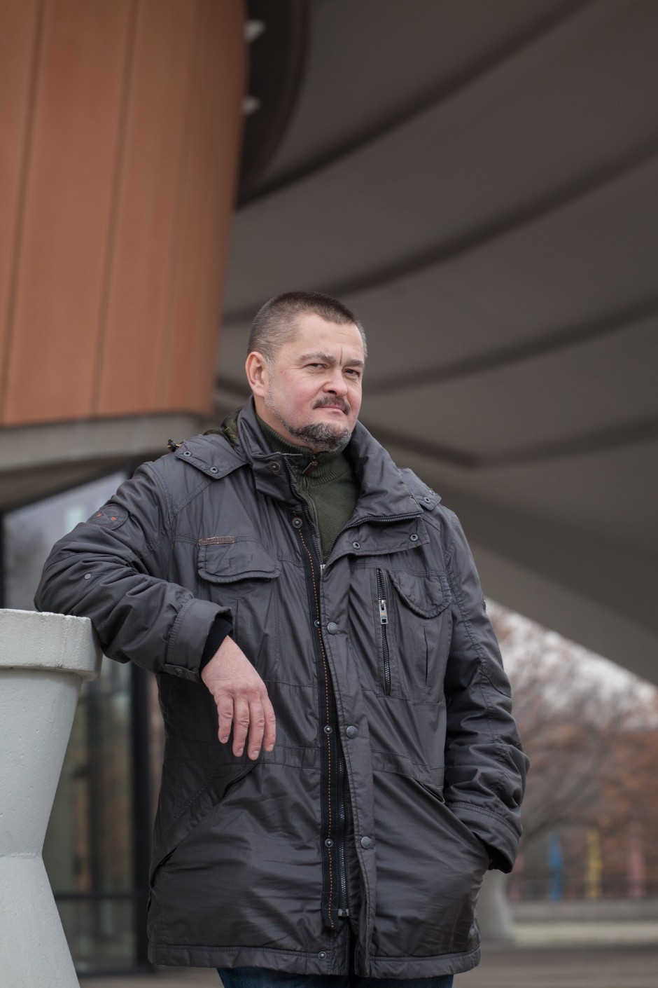 Der Schriftsteller Wolodymyr Rafejenko, 2018 in Berlin