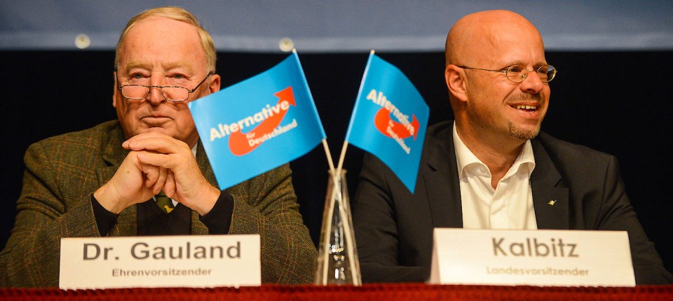 Der AfD-Bundesvorsitzende Alexander Gauland und Andreas Kalbitz, Landeschef der brandenburgischen AfD