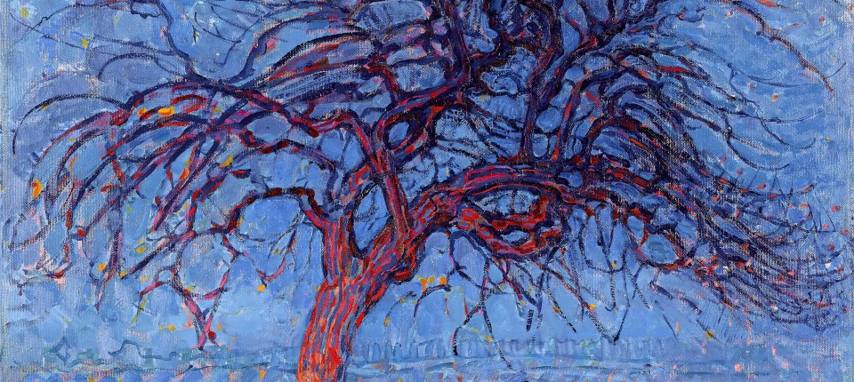 Aus solchen Strukturen entwickelte Mondrian seine Linienmuster: „Abend: Der rote Baum“, gemalt 1908 bis 1910, heute im Kunstmuseum Den Haag.