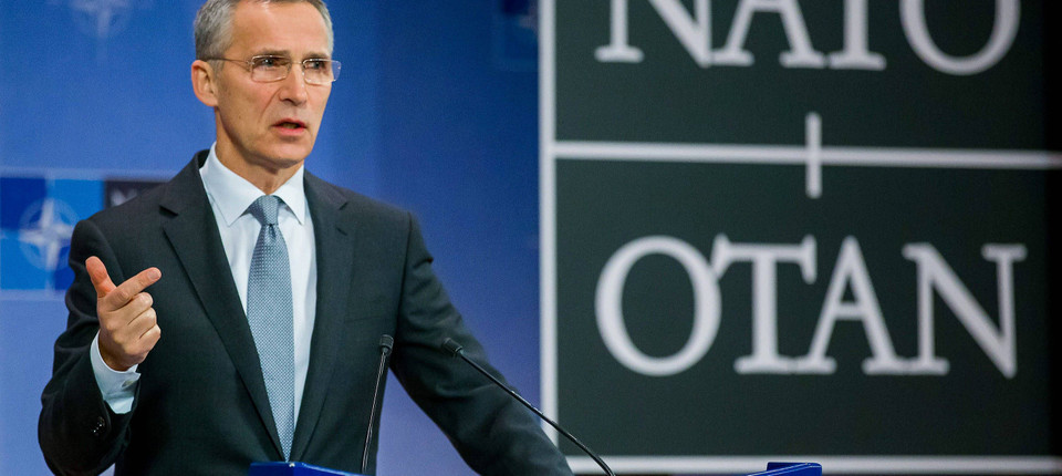 Nato-Generalsekretär Jens Stoltenberg bei einer Pressekonferenz im Nato-Hauptquartier in Brüssel