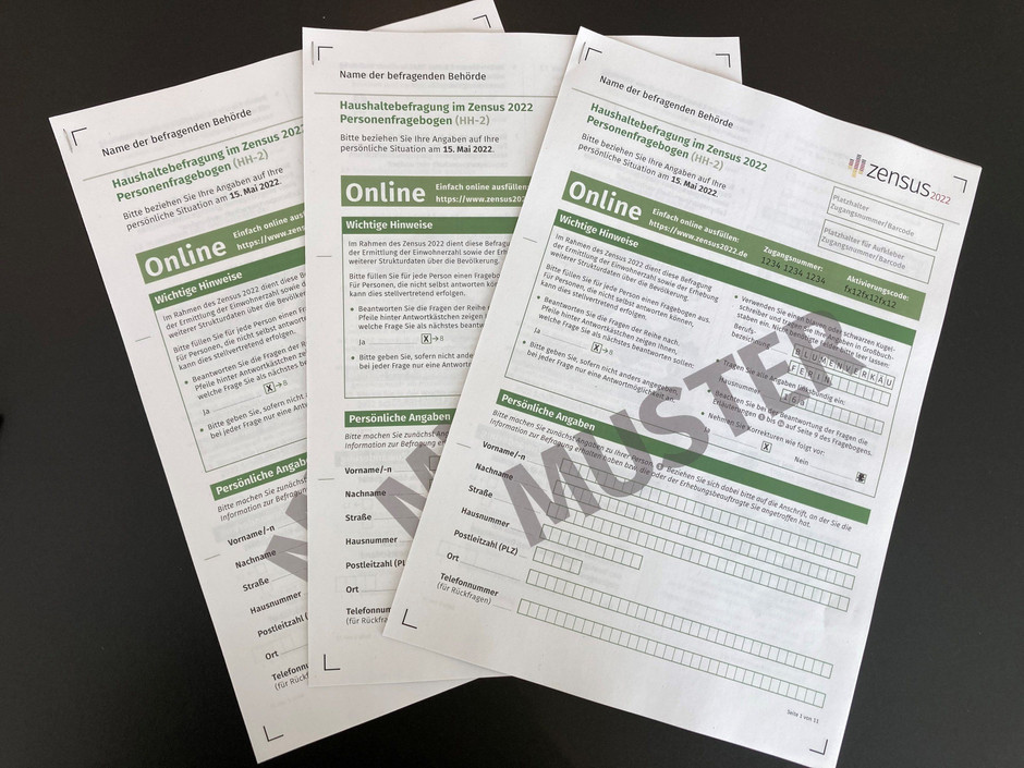 Muster-Personenfragebogen für den Zensus 2022