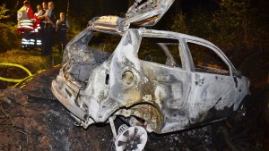 Mann fährt mit Auto gegen Baum und verbrennt im Wagen