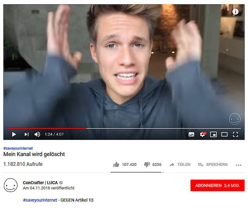 Bilderstrecke Zu Youtube Macht Stimmung Gegen Ein Neues Eu Gesetz Bild 2 Von 2 Faz