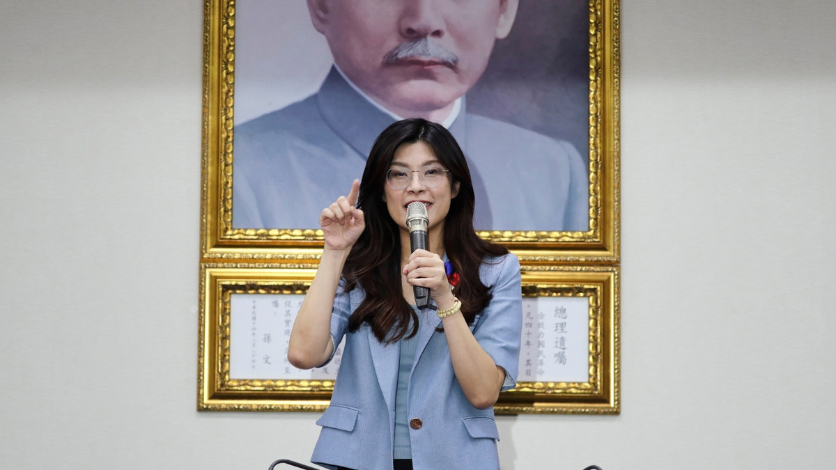Cheng Li-wun bei einer Rede nach ihrer gewonnenen Wahl zur Parteivorsitzenden der KMT - AP