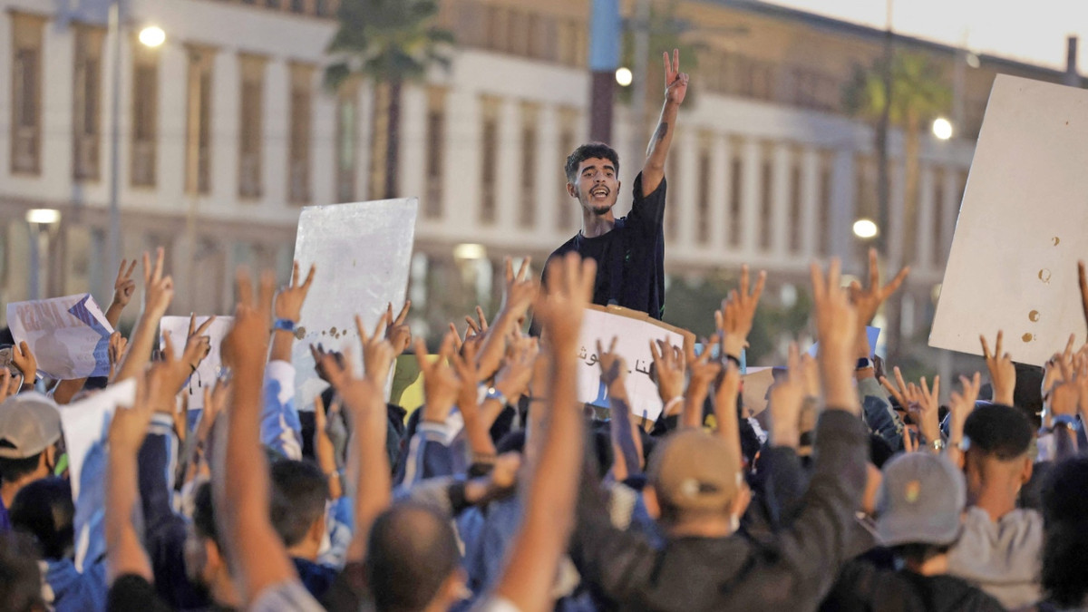 Unzufrieden: Junge Demonstranten am 6. Oktober in Casablanca - AFP
